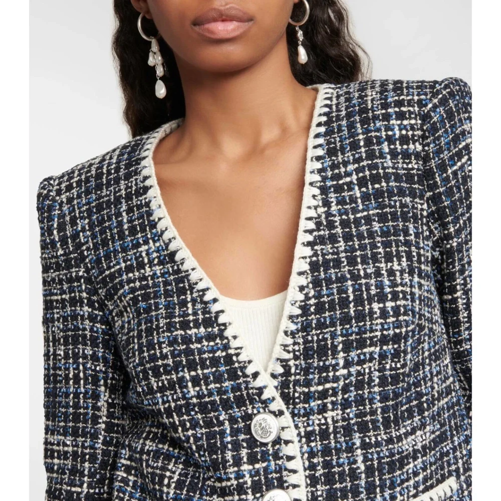 NEW Veronica Beard Bosea Tweed Cotton Blend Jacket Navy Multi 12 - Picture 8 of 17